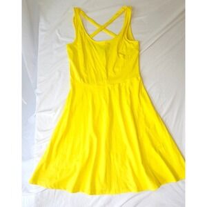 New HM Yellow Skater Dress Sleeveless Criss Cross Back Fit Flare Mini Size S